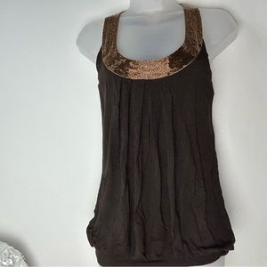 Bordeaux Los Angeles Brown Sequin‎ Y-back Tank Top XS